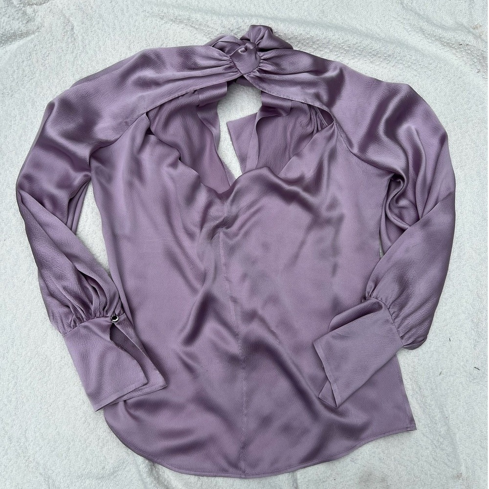 Petar Petrov SS 2018 Lavender 100% Silk Open Back Tie Blouse Italy Size 40